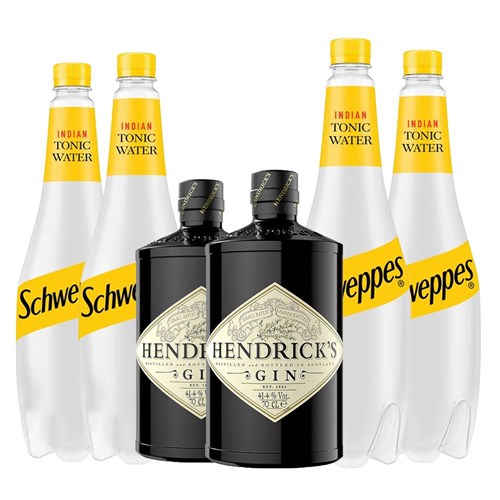 Case of 6 with Hendricks Gin 70cl and Schweppes Tonic Packed Together
